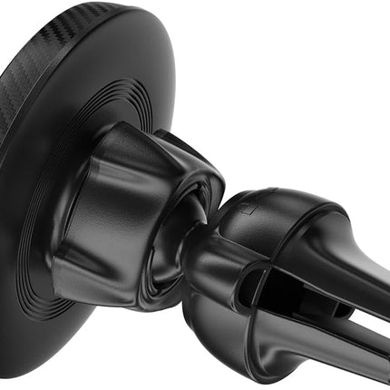 Magnetic Air Vent Car Phone Holder – Strong Magnet Snap-On Mount, Carbon Fibre Finish, MagSafe Compatible, 360° Rotation, Ultra-Slim Profile, No Clamp Design – Car Phone Mount Black