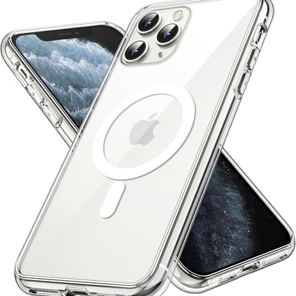 Magnetic Case for iPhone 11 Pro Max 6.5-Inch Compatible with MagSafe Wireless Charging, Shockproof Phone Bumper Cover, Anti-Scratch Clear Back + FREE 6D Tempered Glass Screen Protector