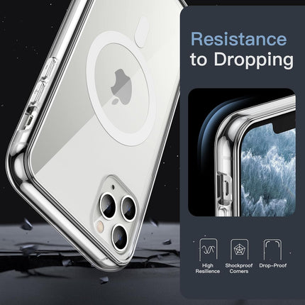 Magnetic Case for iPhone 11 Pro Max 6.5-Inch Compatible with MagSafe Wireless Charging, Shockproof Phone Bumper Cover, Anti-Scratch Clear Back + FREE 6D Tempered Glass Screen Protector