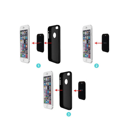 Magnetic Mounting Plates for Phones – 2-Pack Metal Plates (Rectangle + Circle) with 3M Adhesive for Magnetic Car Phone Holders, Ultra-Thin, Universal Fit for iPhone Samsung Pixel Huawei – Inside Case or Direct Stick – Matte Black