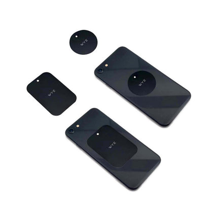 Magnetic Mounting Plates for Phones – 2-Pack Metal Plates (Rectangle + Circle) with 3M Adhesive for Magnetic Car Phone Holders, Ultra-Thin, Universal Fit for iPhone Samsung Pixel Huawei – Inside Case or Direct Stick – Matte Black