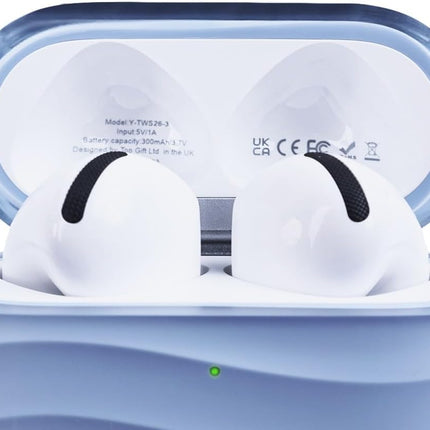 Pure Audio Wireless Earbuds | 13mm Dynamic Drivers | Bluetooth 5.3 | Lightweight Portable Design | Clear Natural Sound | Rose Gold Light Blue Blue | Y-TWS26-10