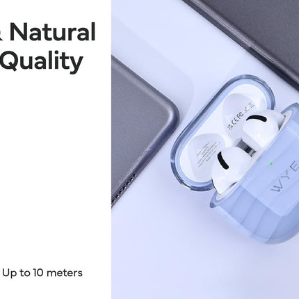 Pure Audio Wireless Earbuds | 13mm Dynamic Drivers | Bluetooth 5.3 | Lightweight Portable Design | Clear Natural Sound | Rose Gold Light Blue Blue | Y-TWS26-10