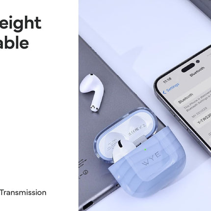 Pure Audio Wireless Earbuds | 13mm Dynamic Drivers | Bluetooth 5.3 | Lightweight Portable Design | Clear Natural Sound | Rose Gold Light Blue Blue | Y-TWS26-10
