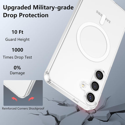 Phone case with military-grade drop protection features on a gray background for Samsung S25