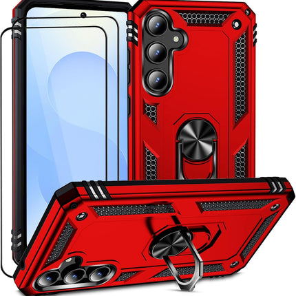 Samsung Galaxy S25 5G Phone Case with 1 Screen Protectors, Galaxy S25 Case with 360-Degree Ring Holder Stand Military Cases