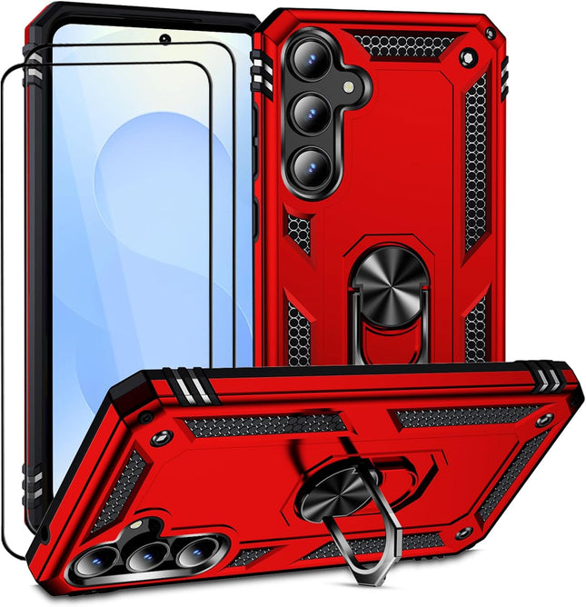 Samsung Galaxy S25 5G Phone Case with 1 Screen Protectors, Galaxy S25 Case with 360-Degree Ring Holder Stand Military Cases