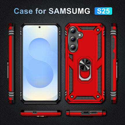 Samsung Galaxy S25 5G Phone Case with 1 Screen Protectors, Galaxy S25 Case with 360-Degree Ring Holder Stand Military Cases