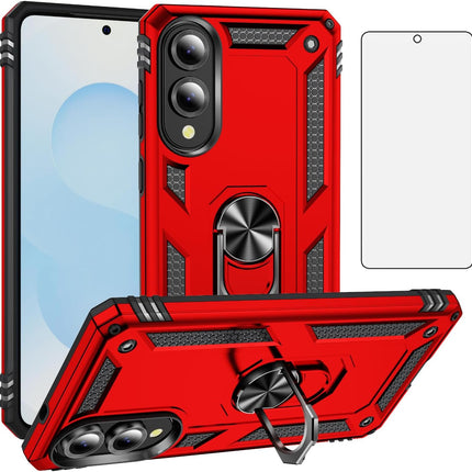 Red phone case with a stand and ring holder on a white background for Samsung S25 Edge