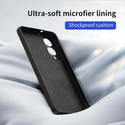 Black phone case with text highlighting features on a light gray background for Samsung S25 Edge