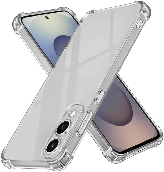 Clear phone case with geometric design on a white background for Samsung S25 Edge