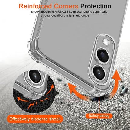 Phone case with reinforced corners and airbag protection features on a gray background for Samsung S25 Edge