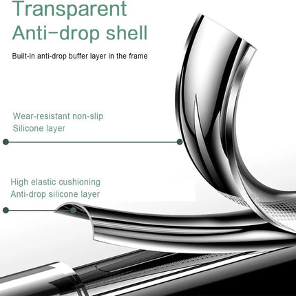 Transparent anti-drop shell with text detailing its features on a white background for Samsung S25 Edge