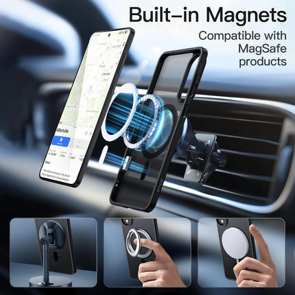 Samsung Galaxy S25 Edge Case MagSafe Compatible, Translucent Matte Back Slim Minimalist Shockproof Cover | 15N Magnetic Ring | 1.2mm Raised Lip Drop Protection for Galaxy S25 Edge 6.7" + FREE 6D Tempered Glass Screen Protector
