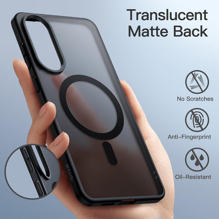 Samsung Galaxy S25 Edge Case MagSafe Compatible, Translucent Matte Back Slim Minimalist Shockproof Cover | 15N Magnetic Ring | 1.2mm Raised Lip Drop Protection for Galaxy S25 Edge 6.7" + FREE 6D Tempered Glass Screen Protector