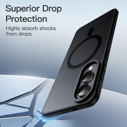 Samsung Galaxy S25 Edge Case MagSafe Compatible, Translucent Matte Back Slim Minimalist Shockproof Cover | 15N Magnetic Ring | 1.2mm Raised Lip Drop Protection for Galaxy S25 Edge 6.7" + FREE 6D Tempered Glass Screen Protector