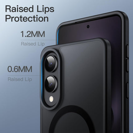 Samsung Galaxy S25 Edge Case MagSafe Compatible, Translucent Matte Back Slim Minimalist Shockproof Cover | 15N Magnetic Ring | 1.2mm Raised Lip Drop Protection for Galaxy S25 Edge 6.7" + FREE 6D Tempered Glass Screen Protector