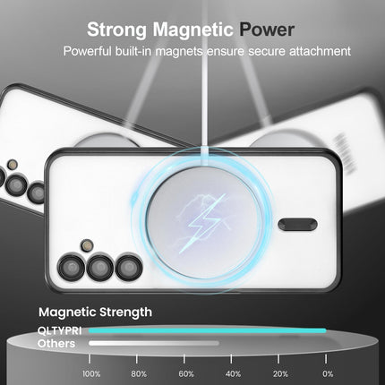Smartphone with a magnetic case on a gray background, highlighting strong magnetic power for Samsung S25 FE