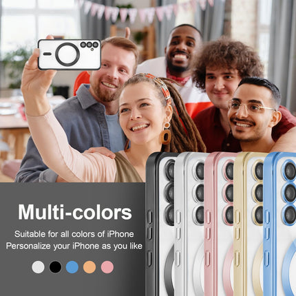 People taking a selfie with a phone case and multiple color options displayed for Samsung S25 FE