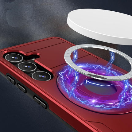 Samsung Galaxy S25 Plus Case Premium Magnetic Kickstand 360° Rotating Ring Stand, Shockproof PC Fashion Cover Stronger Magnetic Wireless Charging 1.5mm Screen 2mm Camera Protection + FREE 6D Tempered Glass