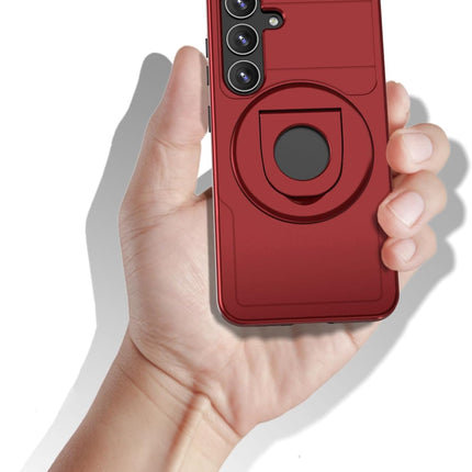 Samsung Galaxy S25 Plus Case Premium Magnetic Kickstand 360° Rotating Ring Stand, Shockproof PC Fashion Cover Stronger Magnetic Wireless Charging 1.5mm Screen 2mm Camera Protection + FREE 6D Tempered Glass