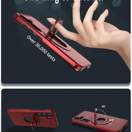 Samsung Galaxy S25 Plus Case Premium Magnetic Kickstand 360° Rotating Ring Stand, Shockproof PC Fashion Cover Stronger Magnetic Wireless Charging 1.5mm Screen 2mm Camera Protection + FREE 6D Tempered Glass