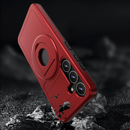 Samsung Galaxy S25 Plus Case Premium Magnetic Kickstand 360° Rotating Ring Stand, Shockproof PC Fashion Cover Stronger Magnetic Wireless Charging 1.5mm Screen 2mm Camera Protection + FREE 6D Tempered Glass