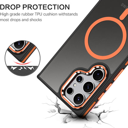 Samsung Galaxy S25 Ultra Case MagSafe Compatible Magnetic Translucent Matte Slim Shockproof Cover Anti-Fingerprint Anti-Slip TPU 1.5mm Raised Bezel Drop Protection + FREE 6D Tempered Glass Screen Protector