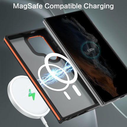 Samsung Galaxy S25 Ultra Case MagSafe Compatible Magnetic Translucent Matte Slim Shockproof Cover Anti-Fingerprint Anti-Slip TPU 1.5mm Raised Bezel Drop Protection + FREE 6D Tempered Glass Screen Protector