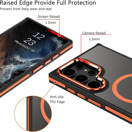 Samsung Galaxy S25 Ultra Case MagSafe Compatible Magnetic Translucent Matte Slim Shockproof Cover Anti-Fingerprint Anti-Slip TPU 1.5mm Raised Bezel Drop Protection + FREE 6D Tempered Glass Screen Protector