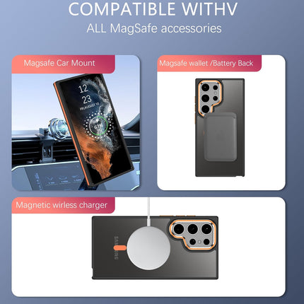 Samsung Galaxy S25 Ultra Case MagSafe Compatible Magnetic Translucent Matte Slim Shockproof Cover Anti-Fingerprint Anti-Slip TPU 1.5mm Raised Bezel Drop Protection + FREE 6D Tempered Glass Screen Protector