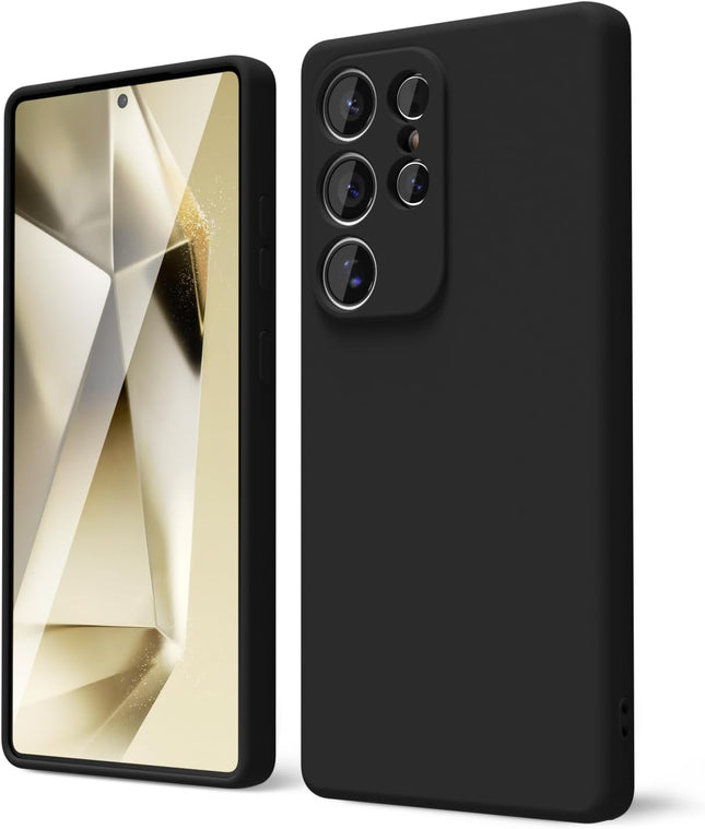 Samsung Galaxy S25 Ultra Case Silicone, Thin Slim S25 Ultra Phone Case for Women Men, Aesthetic Solid Color, Soft Rubber Gel Plain Protective Bumper Grip + FREE 6D Tempered Glass Screen Protector