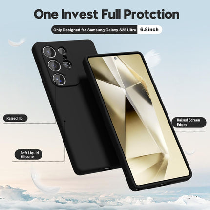 Samsung Galaxy S25 Ultra Case Silicone, Thin Slim S25 Ultra Phone Case for Women Men, Aesthetic Solid Color, Soft Rubber Gel Plain Protective Bumper Grip + FREE 6D Tempered Glass Screen Protector