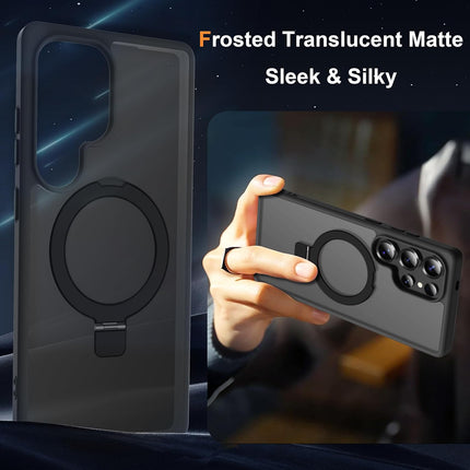 Samsung Galaxy S25 Ultra Case MagSafe Compatible 3X Stronger Magnetic Ring Built-in Kickstand Military Grade Shockproof Anti-Scratch Translucent Frosted Matte Slim Cover 5 Colours + FREE 6D Tempered Glass Screen Protector