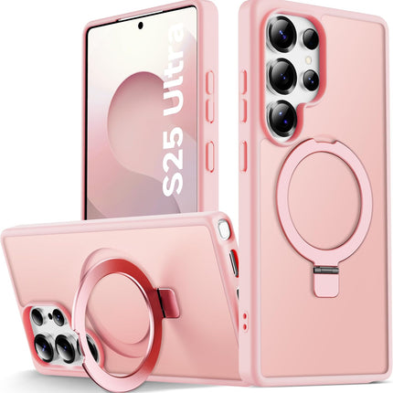 Samsung Galaxy S25 Ultra Case MagSafe Compatible 3X Stronger Magnetic Ring Built-in Kickstand Military Grade Shockproof Anti-Scratch Translucent Frosted Matte Slim Cover 5 Colours + FREE 6D Tempered Glass Screen Protector