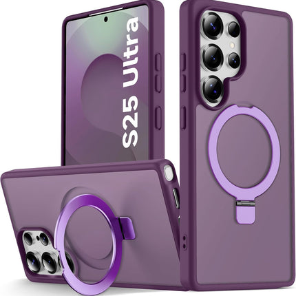 Samsung Galaxy S25 Ultra Case MagSafe Compatible 3X Stronger Magnetic Ring Built-in Kickstand Military Grade Shockproof Anti-Scratch Translucent Frosted Matte Slim Cover 5 Colours + FREE 6D Tempered Glass Screen Protector