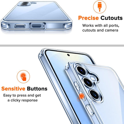 Samsung Galaxy S25+ 5G / S25 Plus 5G with 1 Pack Tempered Glass Screen Protector, [Military Grade Protection] Slim Phone Bumper Cover Clear [Anti-Scratch] [Non-Yellowing]
