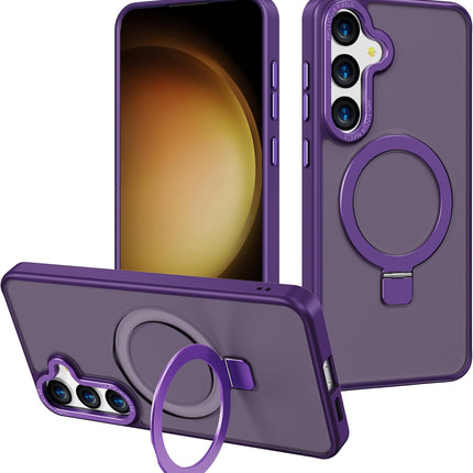 Purple phone case with ring holder on a white background for Samsung S25 FE