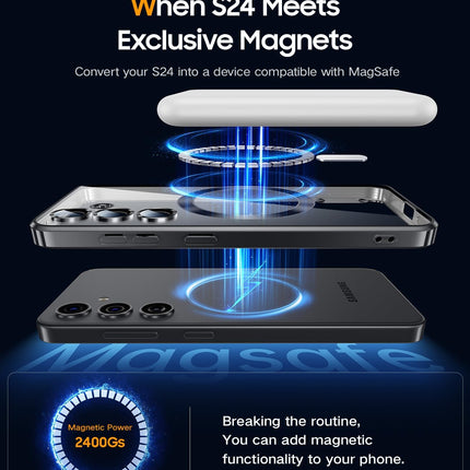 Samsung Galaxy S26 Plus Case 5G, [Compatible with Magsafe] [Non-Yellowing] [With Integrated Camera Protection] Shockproof Transparent PC Back Slim Case + FREE 6D Tempered Glass Screen Protector