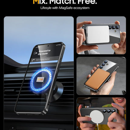 Samsung Galaxy S26 Plus Case 5G, [Compatible with Magsafe] [Non-Yellowing] [With Integrated Camera Protection] Shockproof Transparent PC Back Slim Case + FREE 6D Tempered Glass Screen Protector