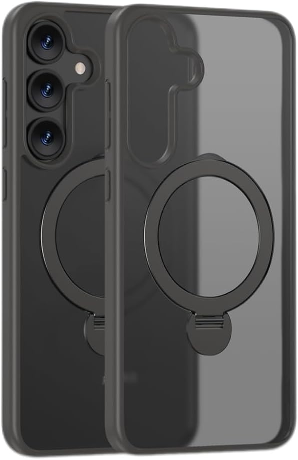 Samsung Galaxy S26 Plus frosted protective cover rotating bracket magnetic phone case + FREE 6D Tempered Glass Screen Protector