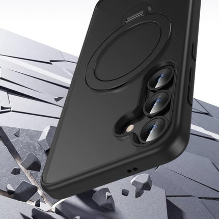 Samsung Galaxy S26 Plus frosted protective cover rotating bracket magnetic phone case + FREE 6D Tempered Glass Screen Protector
