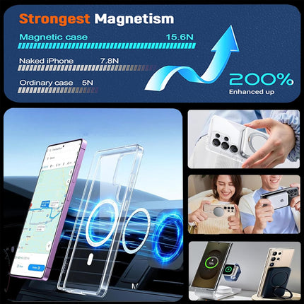 Samsung Galaxy S26 Ultra Case 2026 | Magnetic MagSafe Phone Case with Camera Lens Protector | 15FT Shockproof Drop Protection | Anti-Yellow Crystal Clear Cover + FREE 6D Tempered Glass Screen Protector