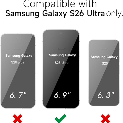 Comparison of Samsung Galaxy models with text indicating compatibility with S26 Ultra.