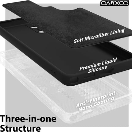 Black phone case with text highlighting features on a clear background for Samsung S26 Ultra