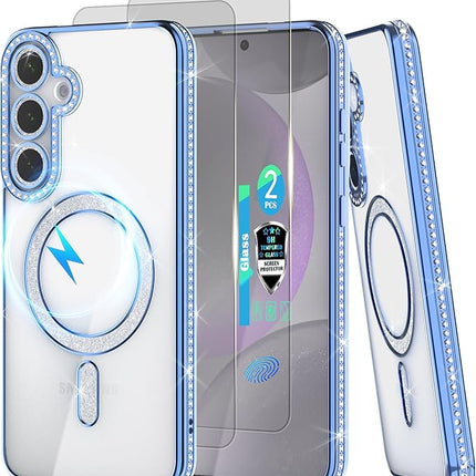 Phone case with ring holder and screen protector on a white background for Samsung S25
