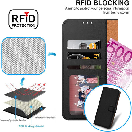 Samsung S25 Edge Leather Wallet Flip Case with 4 Card Slots Money Pocket RFID Blocking Magnetic Closure Kickstand | Shockproof TPU Cover for Galaxy S25 Edge 5G | Free 6D Tempered Glass Screen Protector