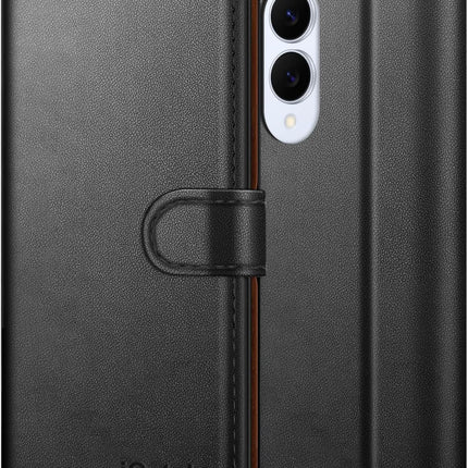 Samsung S25 Edge Leather Wallet Flip Case with 4 Card Slots Money Pocket RFID Blocking Magnetic Closure Kickstand | Shockproof TPU Cover for Galaxy S25 Edge 5G | Free 6D Tempered Glass Screen Protector