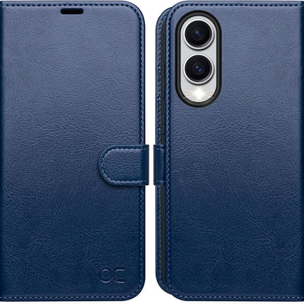 Samsung S25 Edge Leather Wallet Flip Case with 4 Card Slots Money Pocket RFID Blocking Magnetic Closure Kickstand | Shockproof TPU Cover for Galaxy S25 Edge 5G | Free 6D Tempered Glass Screen Protector