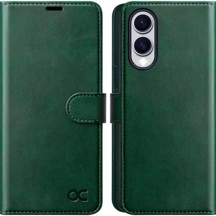 Samsung S25 Edge Leather Wallet Flip Case with 4 Card Slots Money Pocket RFID Blocking Magnetic Closure Kickstand | Shockproof TPU Cover for Galaxy S25 Edge 5G | Free 6D Tempered Glass Screen Protector